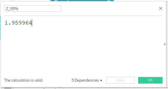 Figure 23: Creating a calculated field for Z_95%