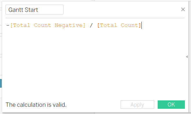 Figure 15: Creating a calculated field for Gantt Start