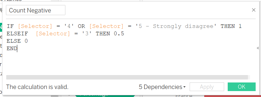 Figure 11: Creating a calculated field for Total Count