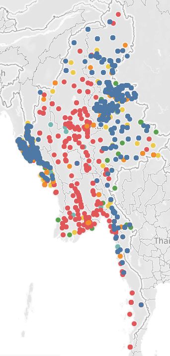 Figure 14: Line graph of Thailand showing a sharp increase in protests in 2020