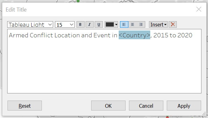 Figure 3: Formatting the title of the worksheet
