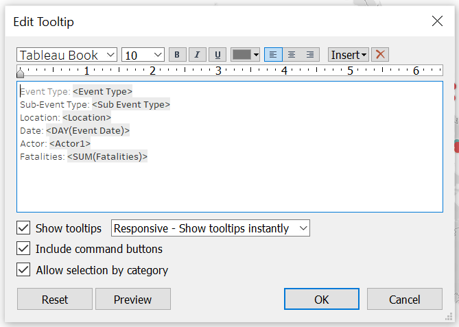 Figure 4: Formatting the tooltip